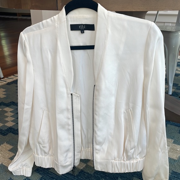 White silk Tibi bomber jacket, size 2. Barely worn. - Picture 5 of 5
